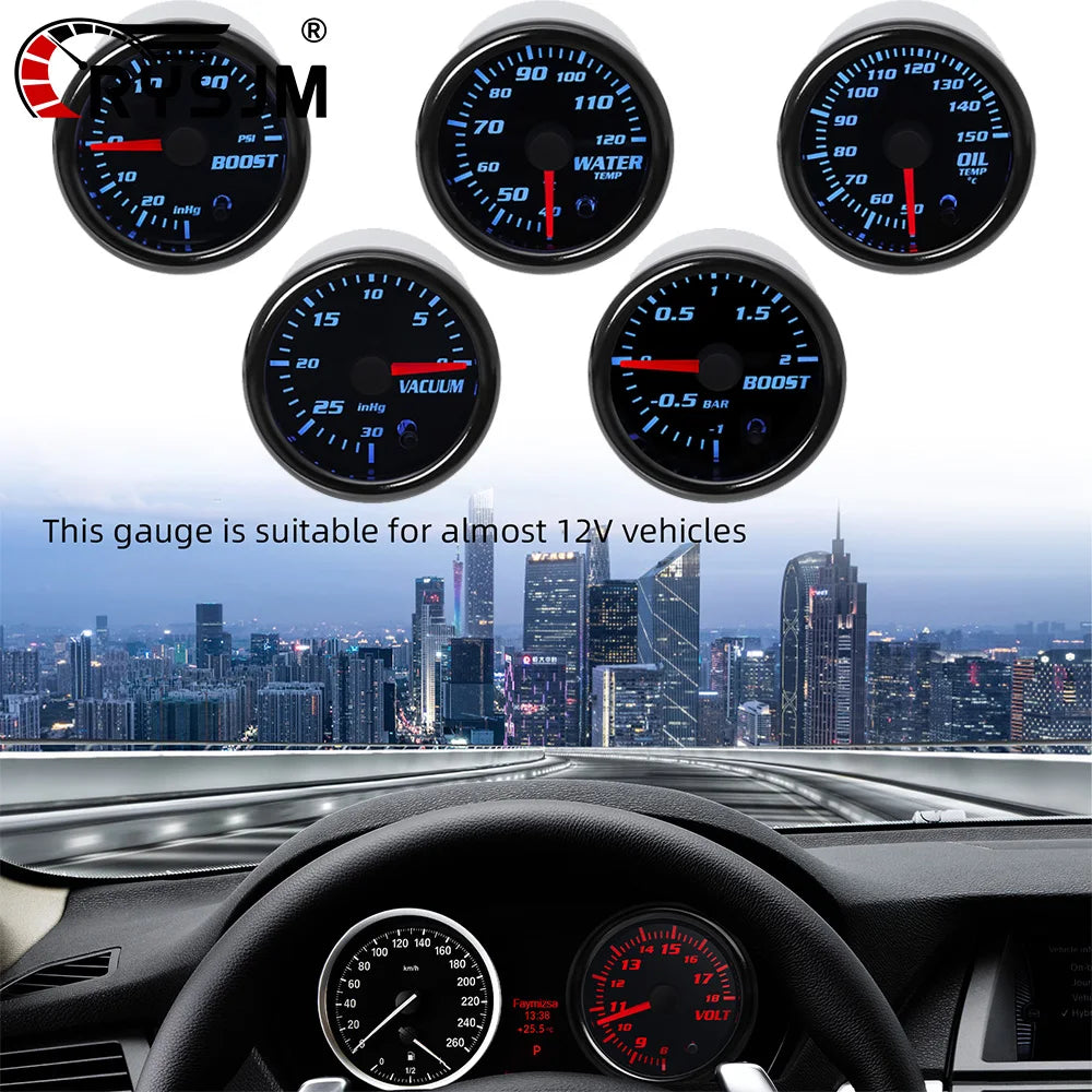 12V 52mm 7 Colors Backlight Digital Car Gauge Boost Psi Water Temp Oil Temp Oil Pressure Voltmeter Fuel Press Tachometer Meter