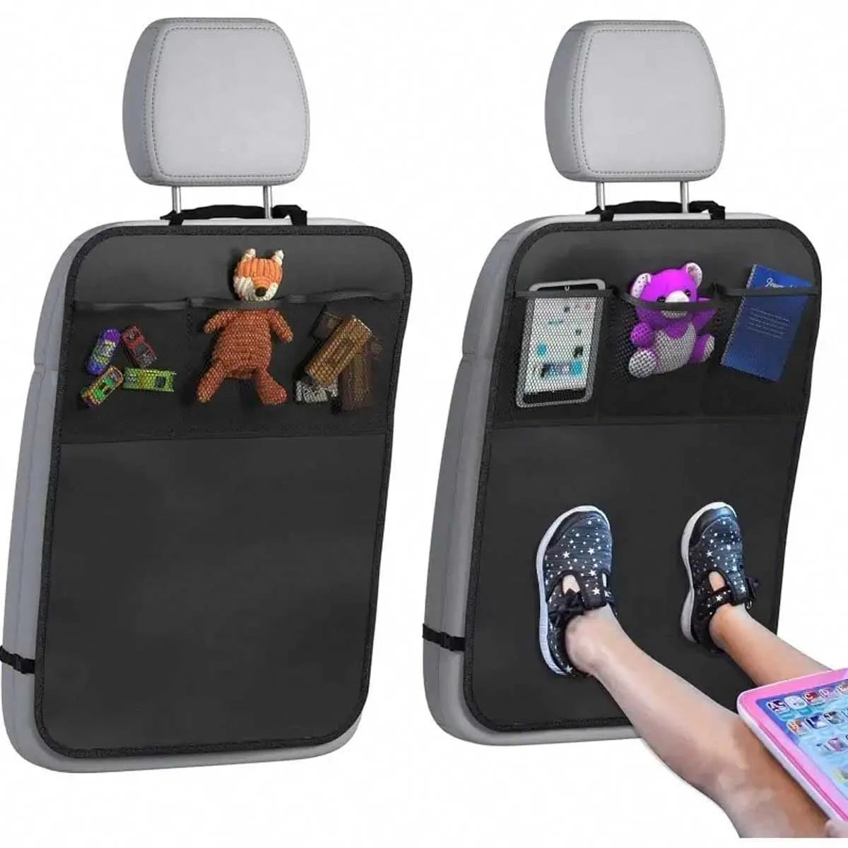 Car rear seat storage case with 3 storage pockets, oversized waterproof rear seat protector, dust, m