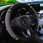 Steering Wheel Cover Without Inner Ring 37-38cm Faux Leather Diamond close-up view