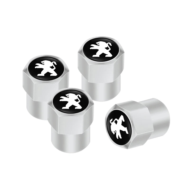 4Pcs Peugeot Logo Car Tyre Valve Caps | Aluminum Alloy Wheel Accessories for Peugeot M close-up view