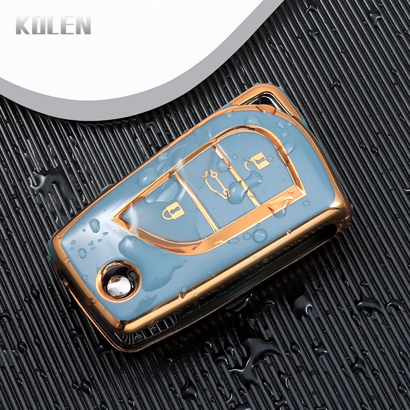 TPU Car Flip Key Case Cover Shell Fob For Toyota Camry Rav4 Auris Corolla Verso Yaris lifestyle view