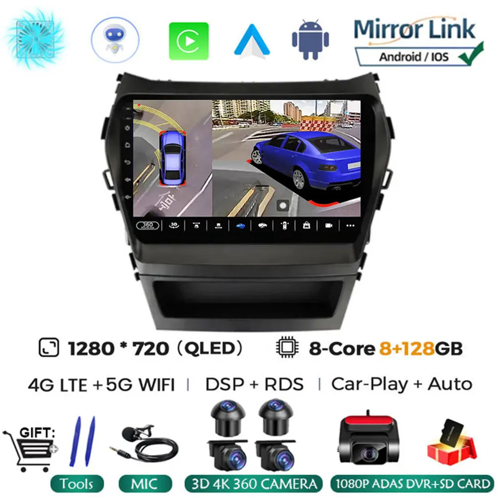 Android 16 Car Radio for Hyundai Santa Fe 2013-2017 | GPS Navigation Stereo detail view