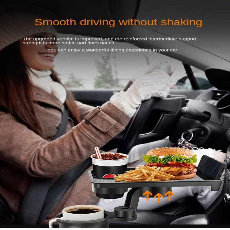 Car Cup Holder Expander | Multi-Function Drink Holder with Food Table and 360-Degree Adj detail view