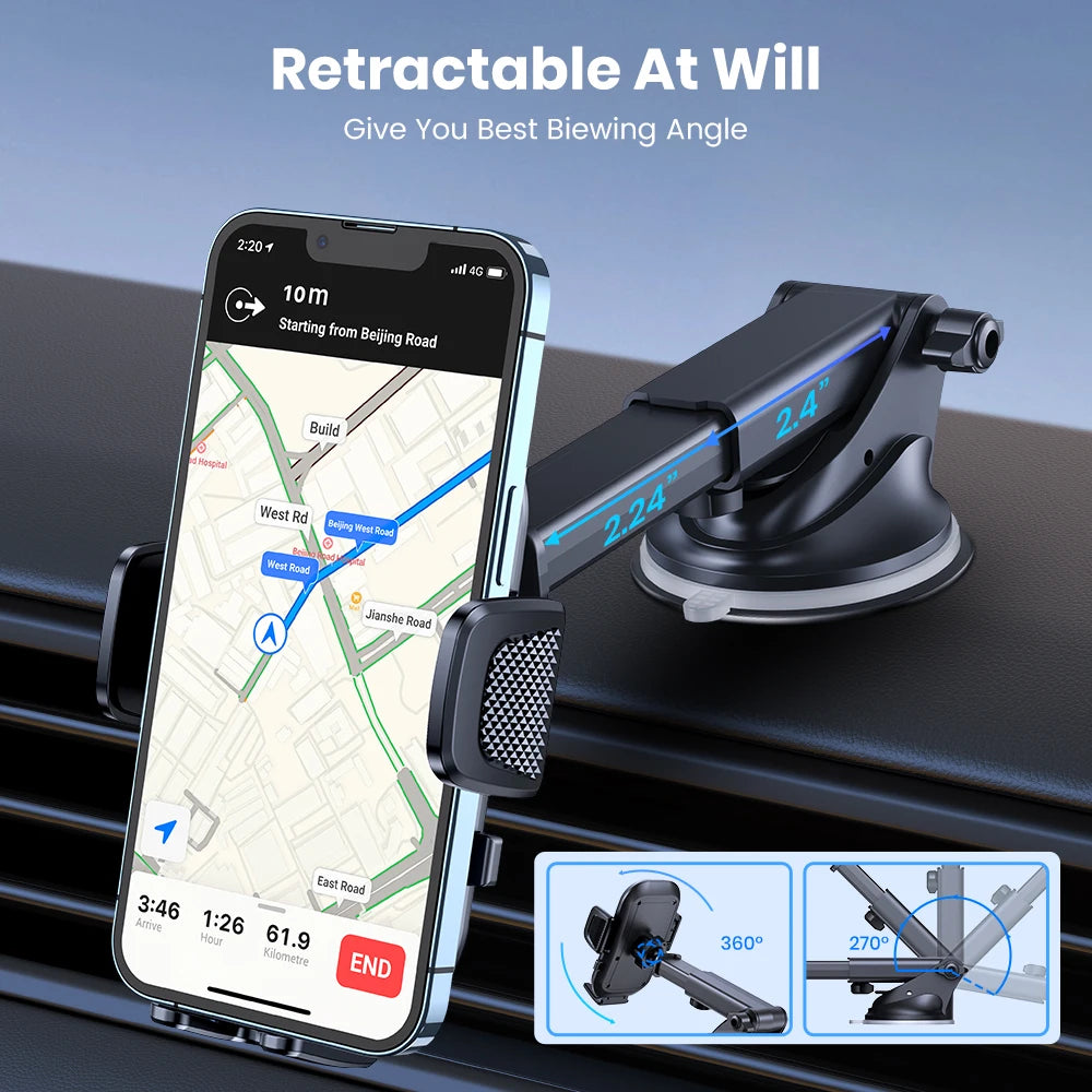TOPK Universal Car Phone Holder 360° Rotation Cell Phone Mount for Air Vent & Dashboar close-up view