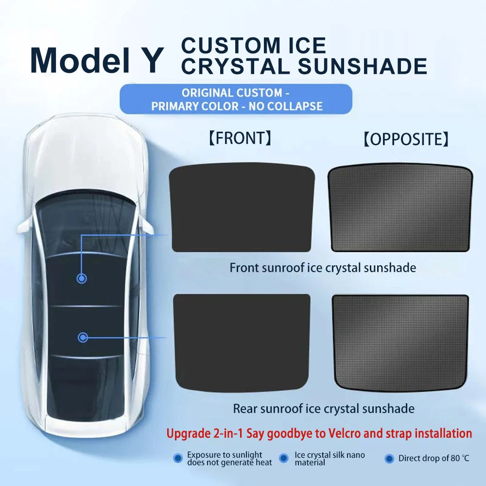 For Tesla Model 3 Highland 2024 Sunshade | Ice Cloth Buckle Sun Pare Front Rear Skylight detail view