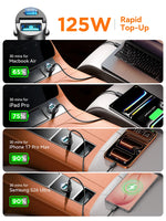 Joyroom 125W Pull Ring Car Charger USB Type-C Dual Fast Ports Fast Charging Mini Car P close-up view