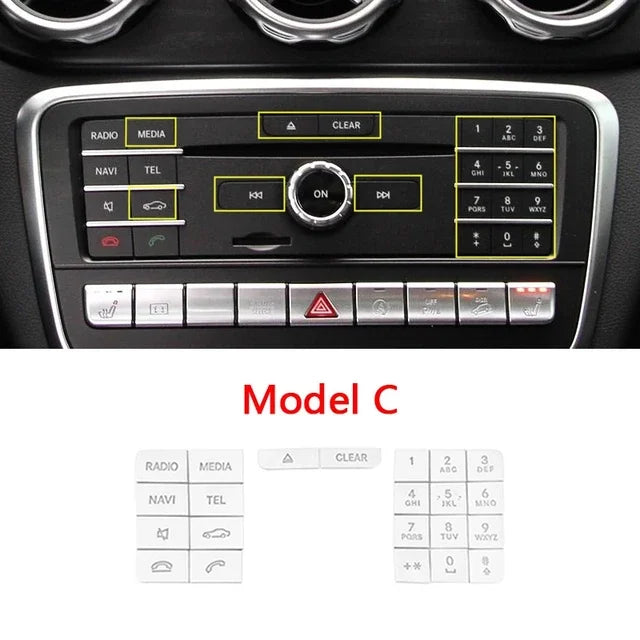 Center Console CD Multimedia Buttons Decals Trim For Mercedes Benz GLA X156 CLA C117 A B Class W176 W246 Car Interior Stickers