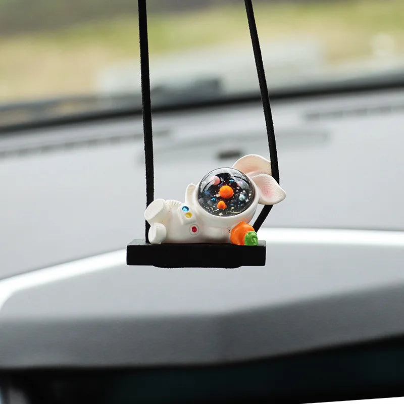 JSNY Car Pendant Funny Astronaut Cartoon Pendant Car Rearview Mirror Pendant Car Interior Decoration Car Rearview Mirror Hanging