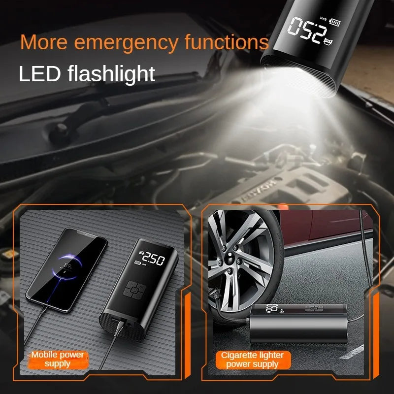 Car Air Pump Wired/Wireless Protable Car Air Compressor 150PSI Tire Inflation Pump fo lifestyle view
