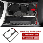 For Audi A4 B8 A5 2009-2016 Carbon Fiber Center Console Cup Holder Panel Trim Frame Decoration Sticker Car Interior Accessories