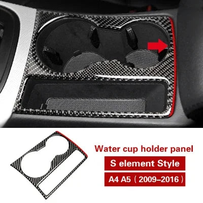 For Audi A4 B8 A5 2009-2016 Carbon Fiber Center Console Cup Holder Panel Trim Frame Decoration Sticker Car Interior Accessories