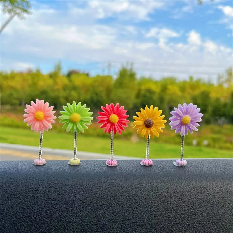 Cute Shaking Flower Car Dashboard Ornament, Bobblehead Auto Interior Decoration Universal Car Decor Accessories