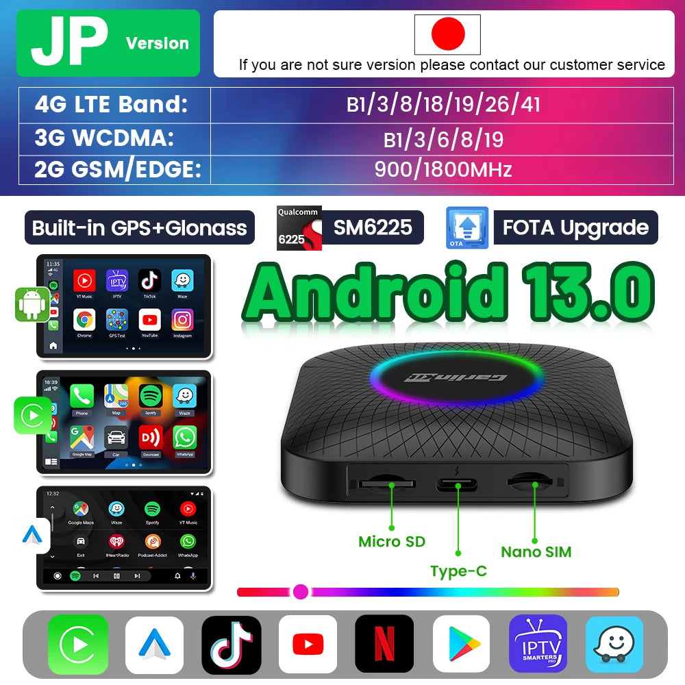 Carlinkit Ai Box Android 13 Led Wireless Android Auto & CarPlay Smart Tv Box QCM6225 alternate view