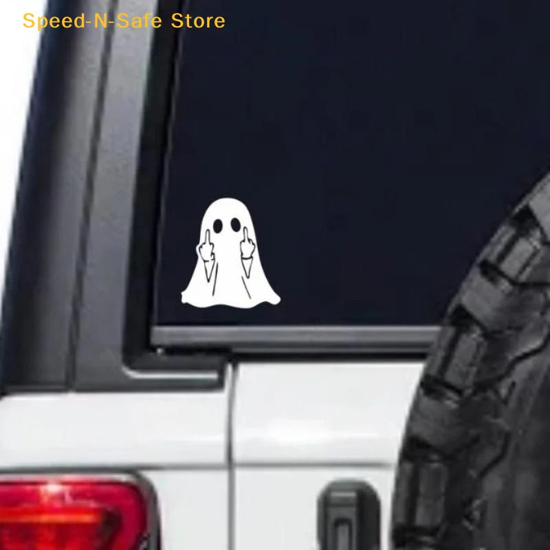 Funny Middle Finger Ghost Motorcycle Car Sticker Waterproof Weather Proof Decal for Au close-up view