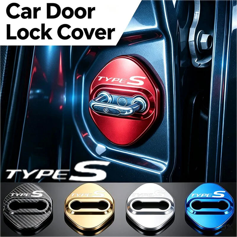 4PCS Stainless Steel Car Door Lock Cover Anti Rust Protective Buckle Sticker Decals For Honda TYPE S