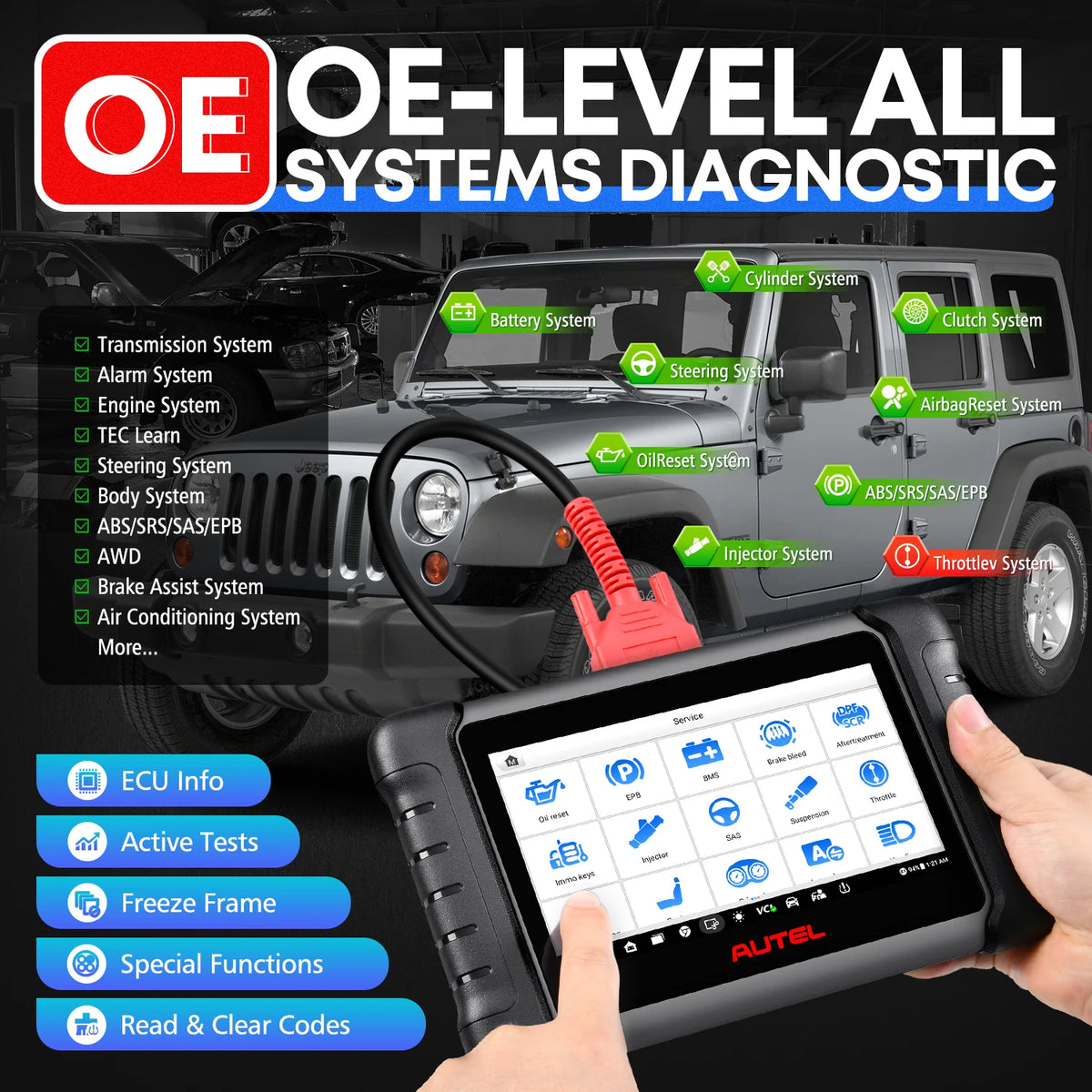 Autel MaxiCheck MX808S Automotive Scanner OBD OBD2 Auto Diagnostic Tools Car Bi-directional Scanners Same as MK808S PK MX808