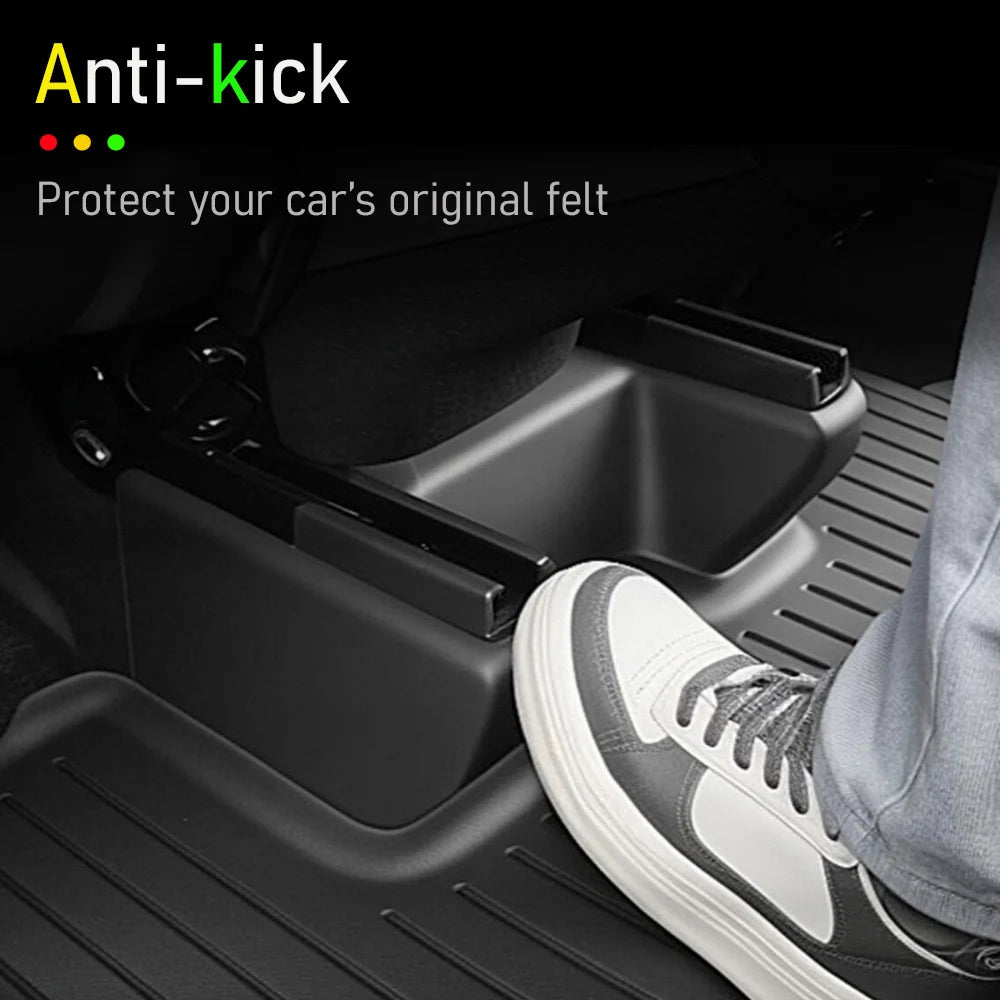 Tesla Model Y Juniper Underseat Protector | Seat Track Cover & Anti-Kick Slide Rail Pa close-up view