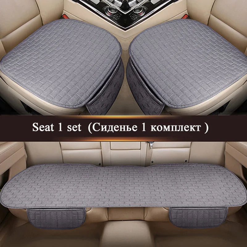 Flax Car Seat Cushion Pad Thick Fiber Filled Seat Cover close-up view