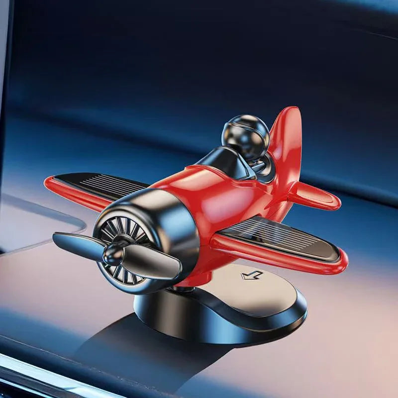 1 Pcs Solar Powered Rotating Airplane Car Dashboard Ornament 360° Auto Spin Decor Airplane Ornaments Car Interior Decoration