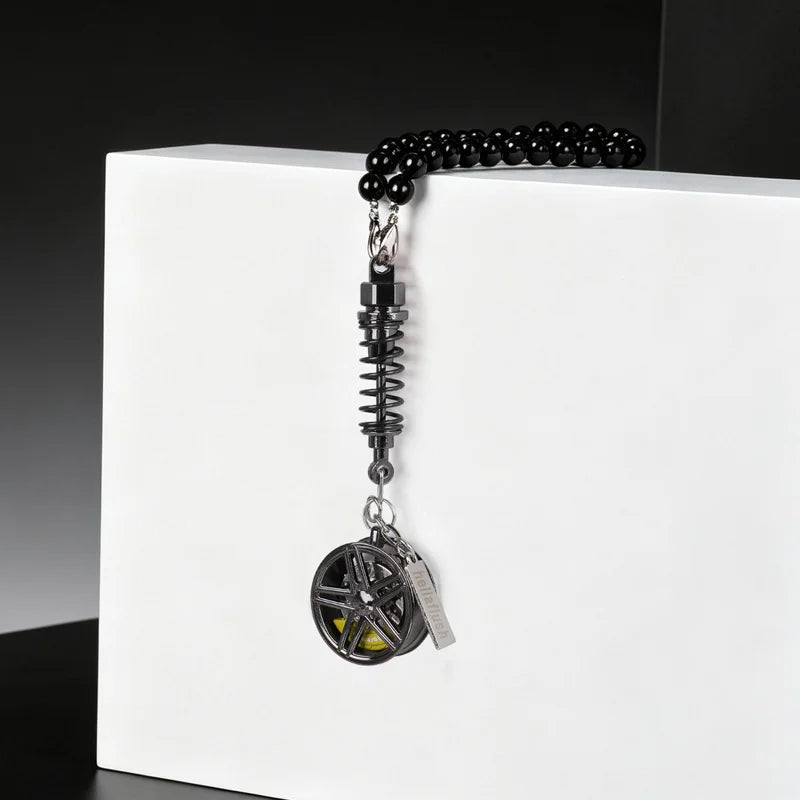 metal Car Mirror Rearview Pendant Auto Interior Decor Pendants Aluminum Wheel With additional angle