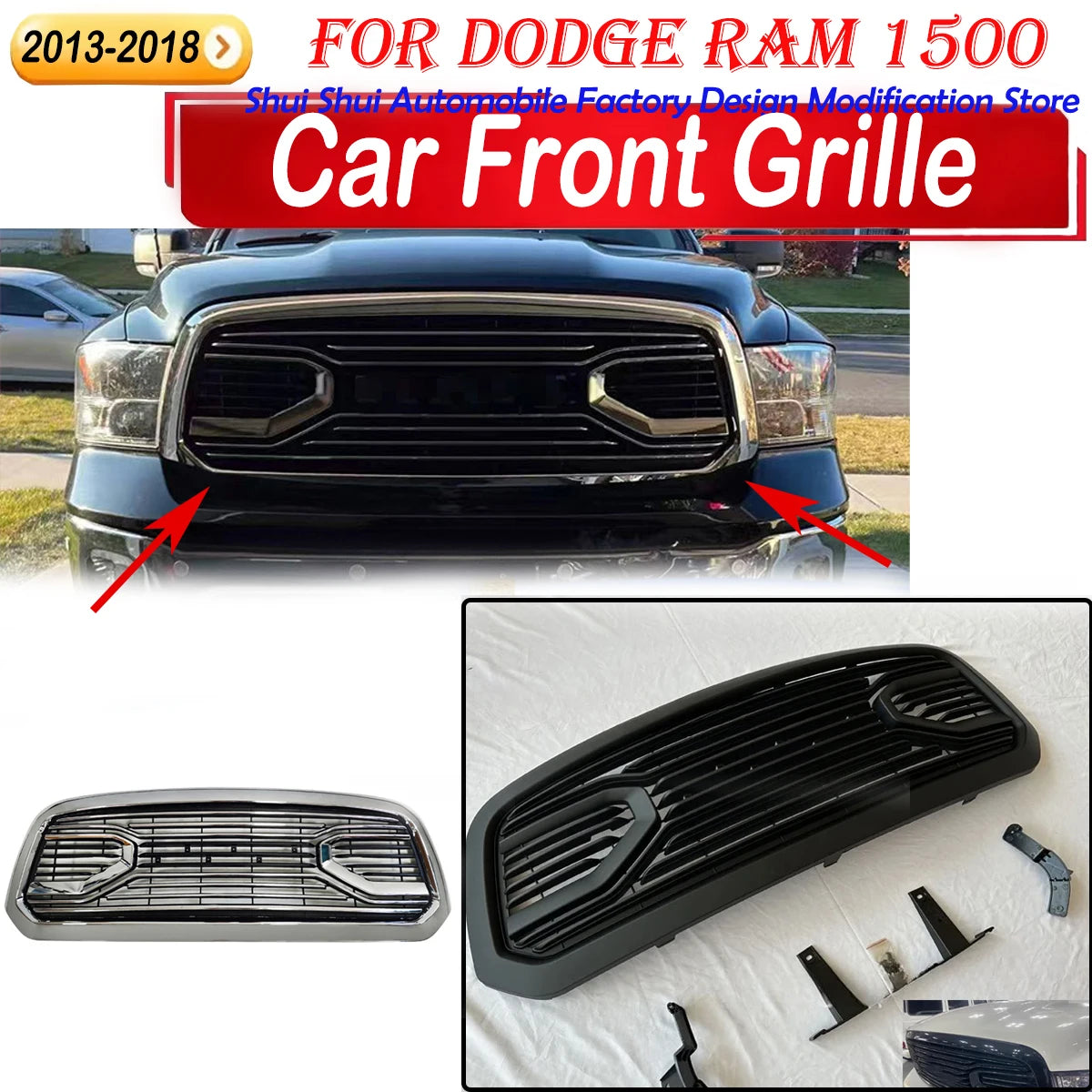 Dodge Ram 1500 Front Bumper Grille (2013–2018) | Martin Style Mesh Guard & Hood Protector