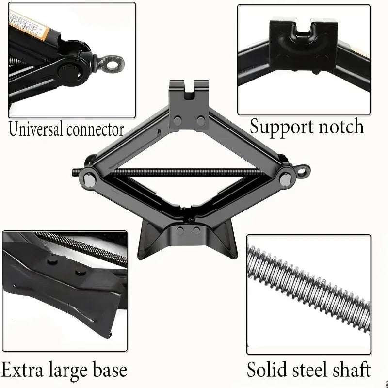 Hand Cranked Car Jack 08T 1T 2T Portable Scissor Jack Labor Saving Tool For Vehicle Ti close-up view