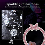 1PCS Car Bling Ring Crystal Car Stickers Rings Womens Car Decals, Push Start Button Bl close-up view