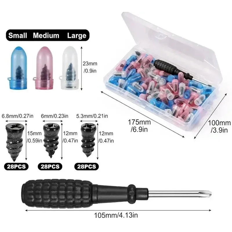 Puncture Repair Kit for Car Vacuum Tire Repair Screws Tire Rubber Screw Nails+ Tool Set detail view