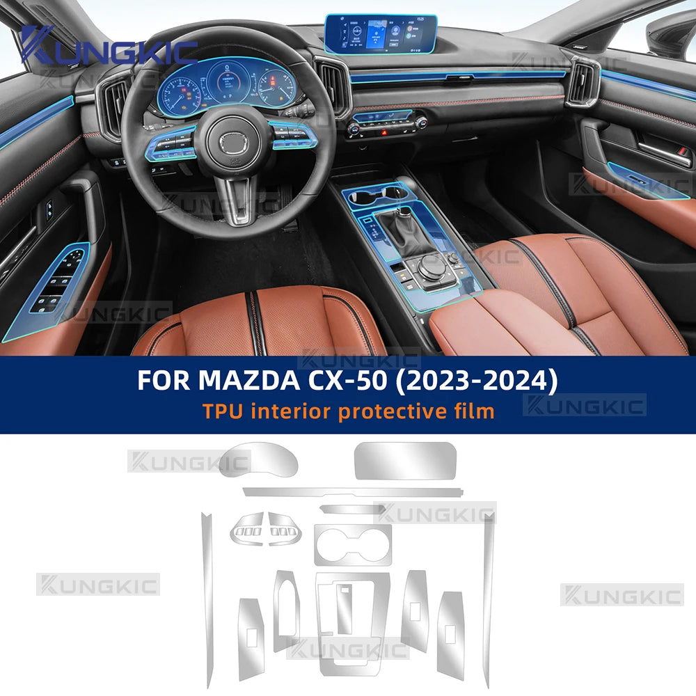 For MAZDA CX-50 CX50 2023 2024 Sticker Anti-scratch Car Interior Center Console Media Dashboard Navigation TPU Protector Film