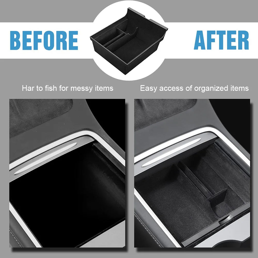 Car Storage Box for Tesla Model 3/Y Highland | Center Console Hidden Organizer lifestyle view