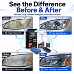 OGAS Car Headlight Restoration Coating Kit 180ml+10ml Yellow Oxidation Remover No Sanding Polishing Agent Auto Lamp Refurbish Protective Fluid with Cleaning Tools