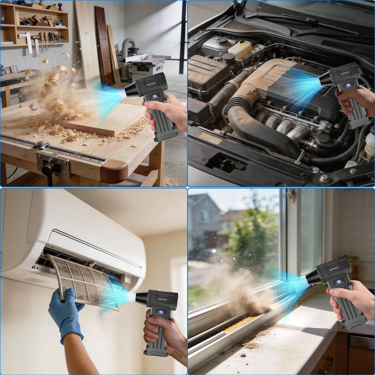 Air Duster Car Vacuum Cleaner Turbo Fan Air Blower Cleaning Tools Electric Auto Accessories Dust Collector for Home Outdoors Camping Truck RV Summer Fan Universal
