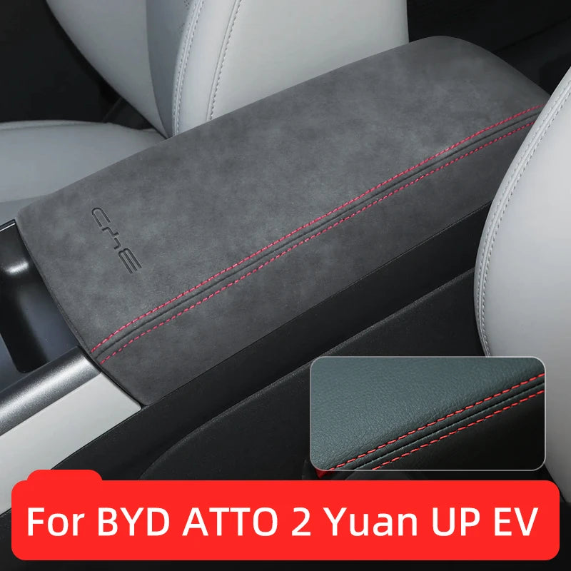 Suede Leather Car Center Console Armrest Box Cover for BYD ATTO 2 Yuan up EV S1 Pro 2025-2026 Interior Accessories Pad