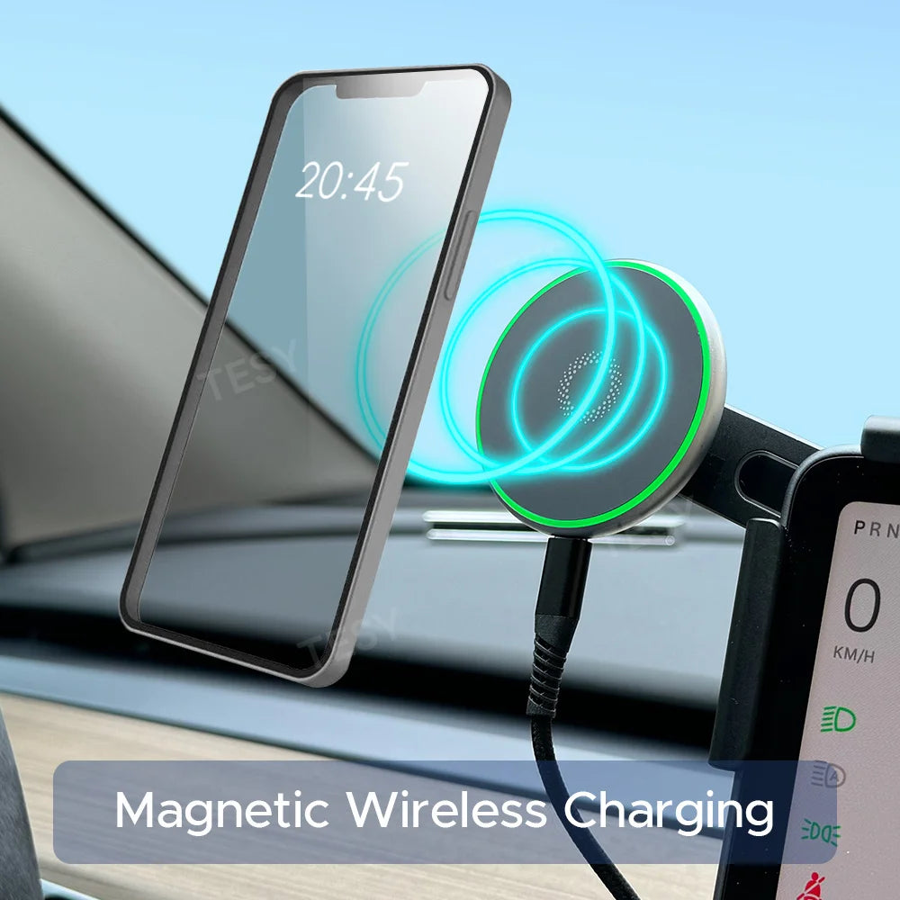 Car Phone Mount Holder 15W Magnetic Wireless Charger | Compatible with MagSafe for additional angle