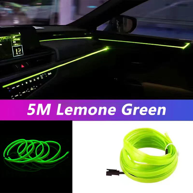 5M Car Interior Led Strip Light Neon EL Wiring Decorative Lamp For Auto DIY Flexibl additional angle