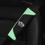 Diamond-Encrusted PU Carbon Fiber Leather Crown Car Shoulder Guard Safety Belt Decorat close-up view