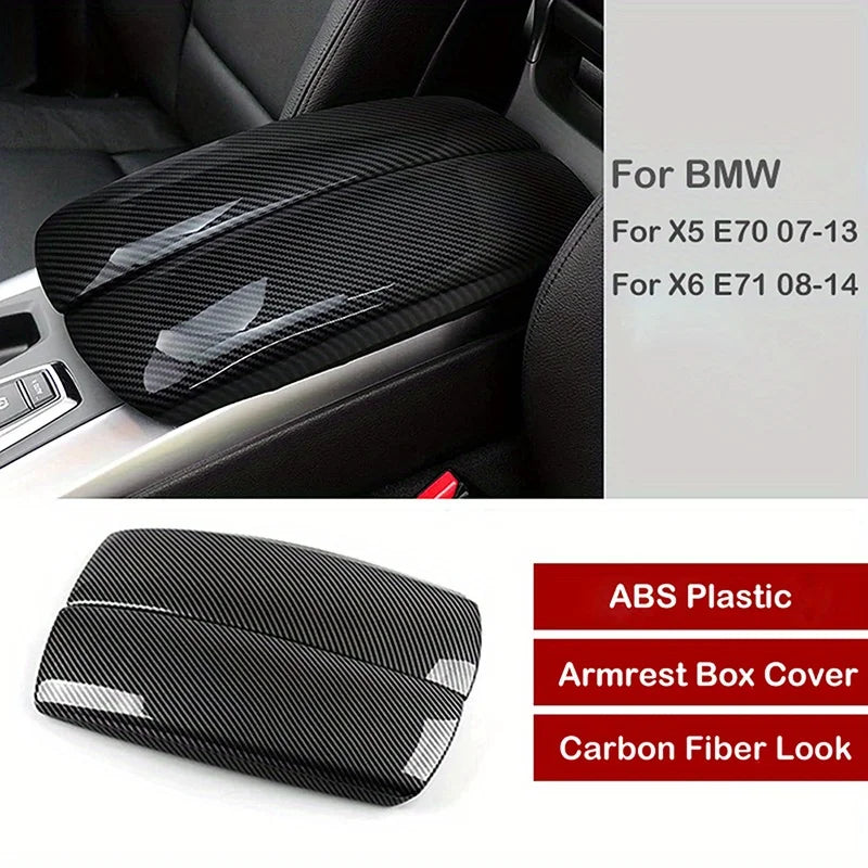 LHD RHD Car Center Armrest Console Box Trim Cover Carbon Fiber Look For BMW X5 E70 2007-2013 / X6 E71 2008 2009 2010 2011-2014