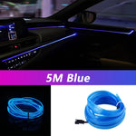 5M Car Interior Led Strip Light Neon EL Wiring Decorative Lamp For Auto DIY Flexible A close-up view