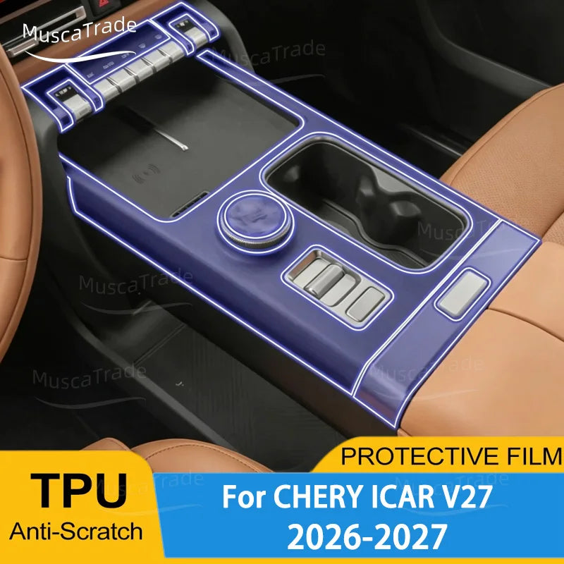 Protective Interior Film Anti-scratch for CHERY ICAR V27 2026 Car Dashboard Navigation TPU Center Co