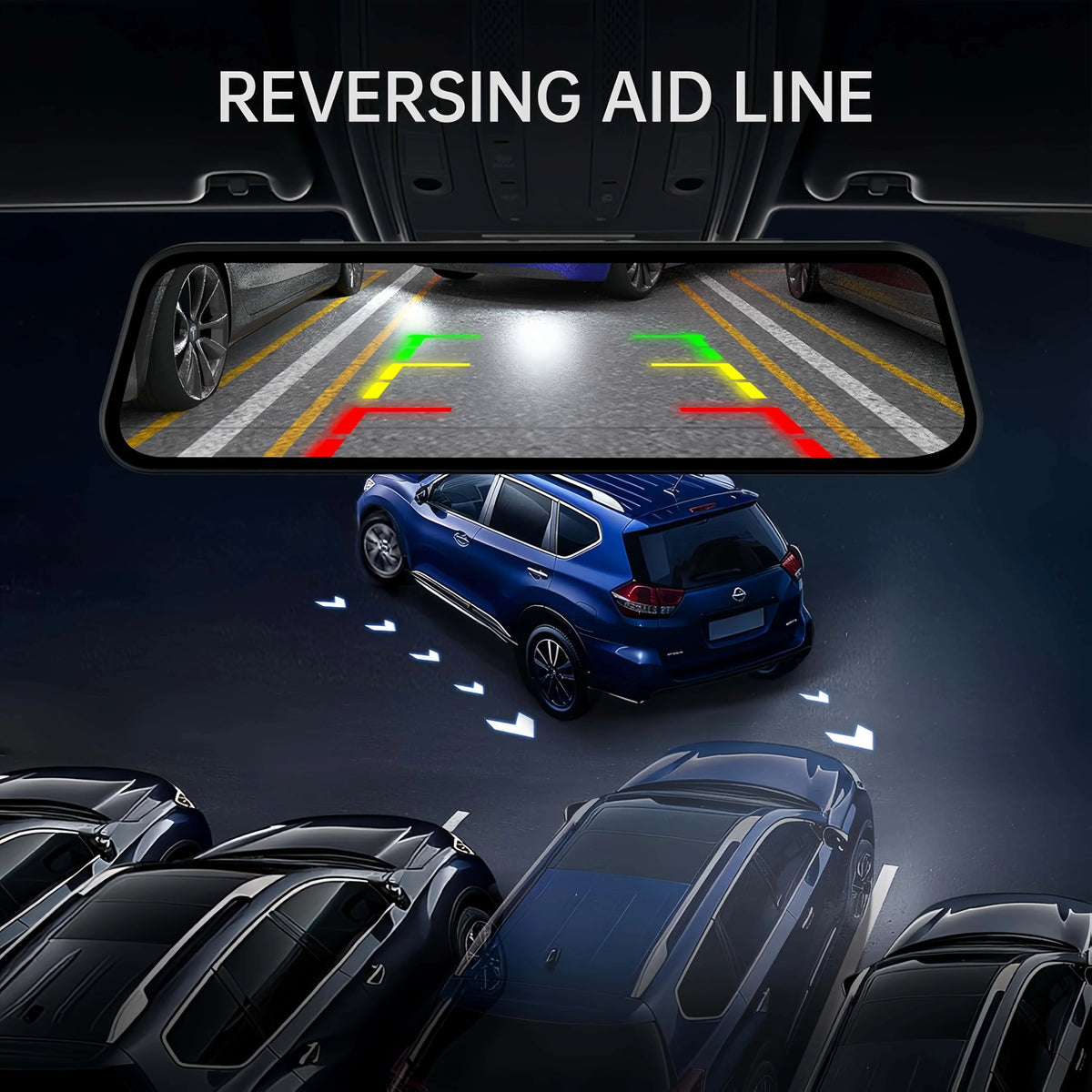 4K Dual Lens Rearview Mirror Dash Cam with IPS Touch Screen | 32G Card