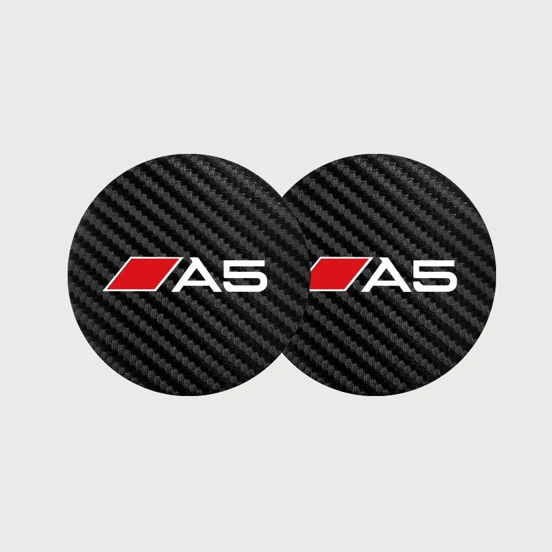 2Pcs Car Interior Leather Coaster Anti-noise Water Cup Pad for Audi S Line Models | Cup detail view