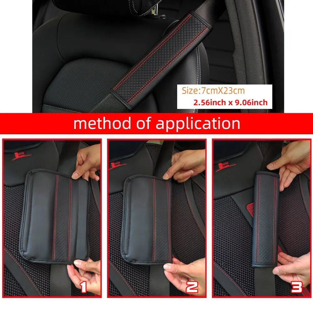PU Leather Embossed Car Seat Belt Shoulder Cover lifestyle view