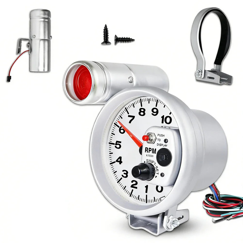 5 Inch LED Tachometer 10000RPM 127mm Black White Display | 12V Car Dashboard Gauge fo lifestyle view