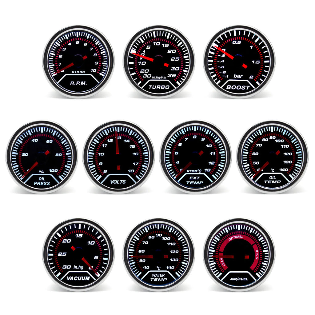 52mm Tachometer Oil pressure Psi Turbo Bar Oil Temp Water Temperature Exhaust Gas Temp Gauge Voltmeter EGT Gauge For Car Racing