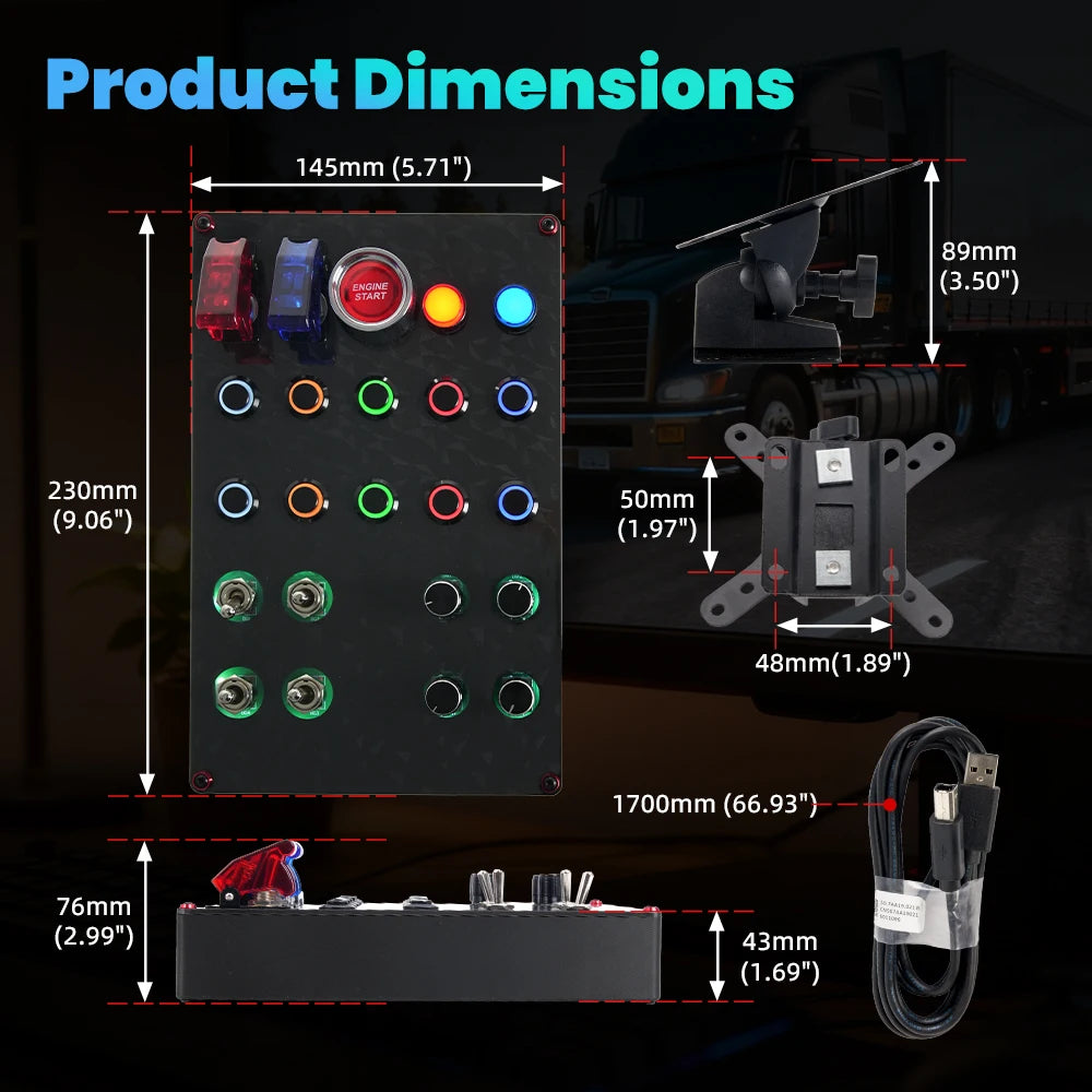 Sim Racing Central Control Box | Universal PC Game Controller with Mounting Fixture additional angle