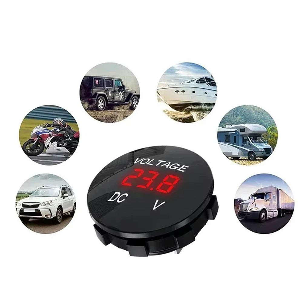 DC 5-48V Waterproof Voltmeter Car Marine Motorcycle LED Digital Volt Tester Meter Voltage Battery Gauge Display Voltmeter