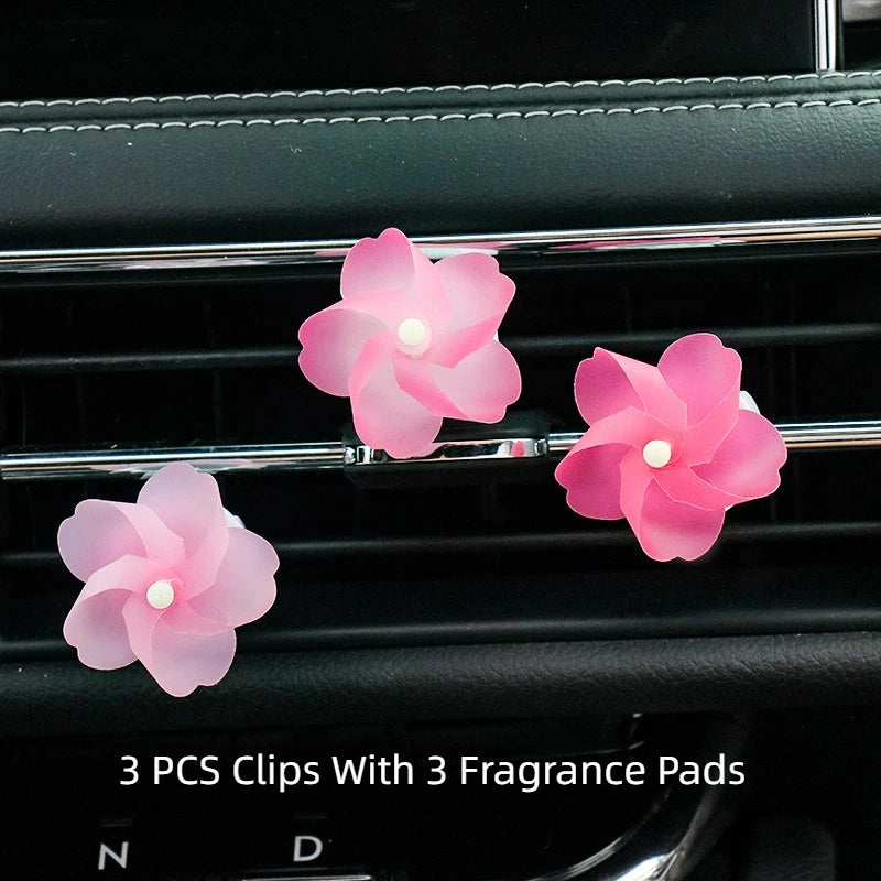 3 PCS Rotate Windmill Car Air Freshener Vent Clips Cute Air Vent Clip with Fragrance Pad Vehicle Air Outlet Interior Decoration