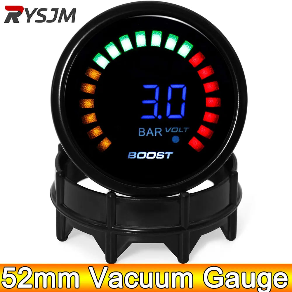 52mm Digital Turbo Boost Gauge | LED Turbo Pressure Gauge for 12V Gasoline Engines
