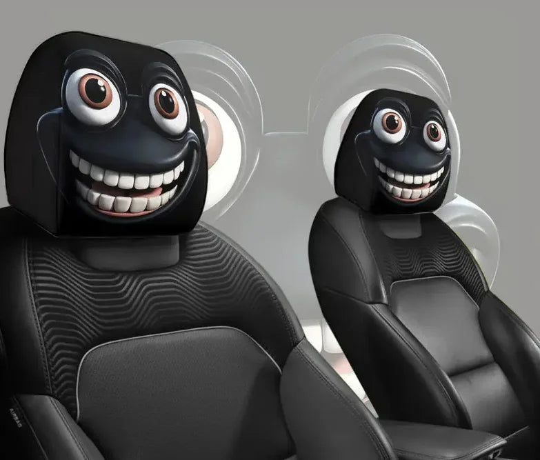 2PC Exaggerated Funny Car Headrest Covers Set, Cartoon Face Expression Auto Seat Prot alternate view