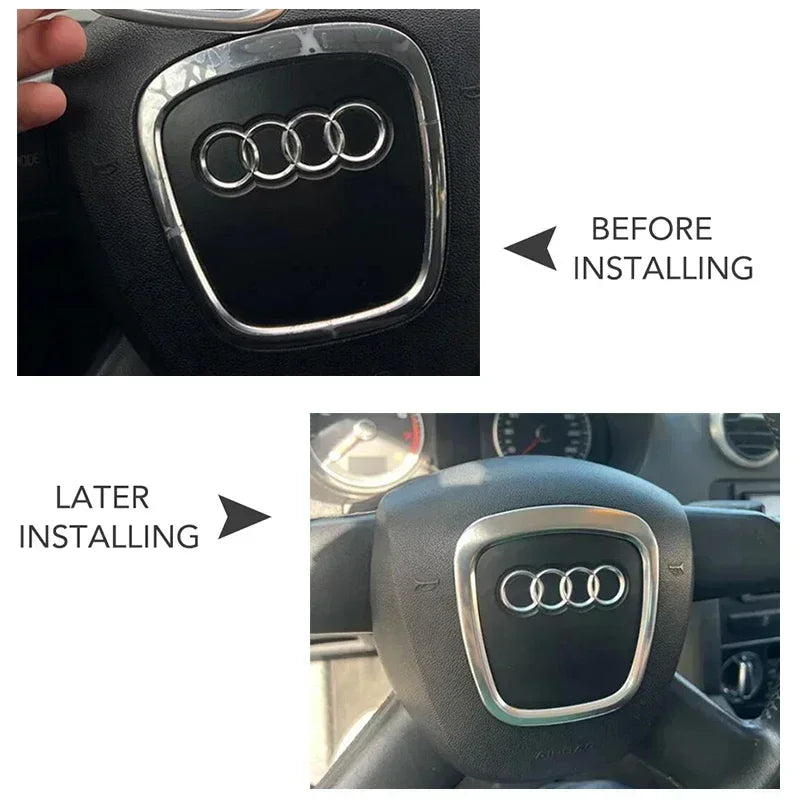 Aluminum Car Steering Wheel Frame Trim Cover For Audi Q5 Q7 A3 S3 8P A4 B6 B7 B8 A5 B8 A6 C7 Protection Cover Sticker